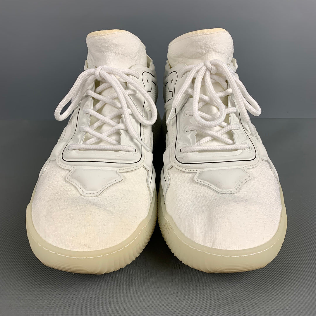 STELLA McCARTNEY Size 11 White Black Contrast Trim Rubber Wedge Sneakers