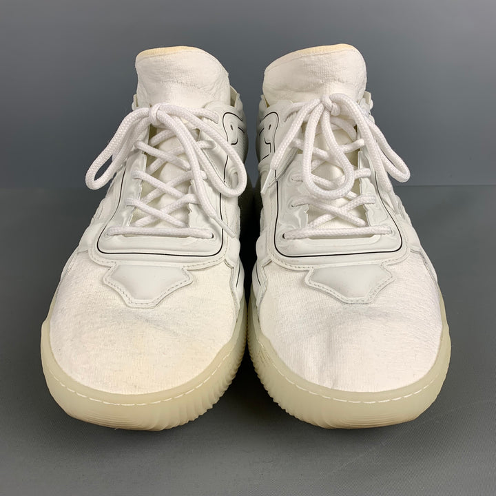 STELLA McCARTNEY Size 11 White Black Contrast Trim Rubber Wedge Sneakers