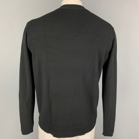 KITON Size XL Black Cashmere Silk V-Neck Cardigan