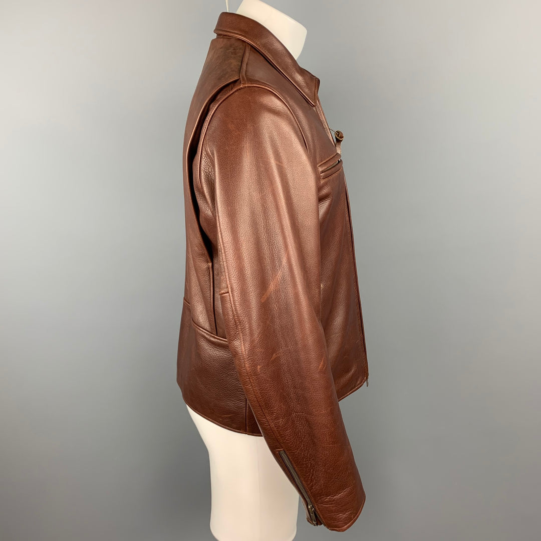 GOLDEN BEAR for TAYLOR STITCH Size L Brown Leather Zip Up Jacket