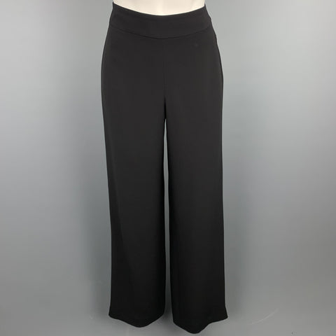 GIORGIO ARMANI Size 2 Black Silk Wide Leg Dress Pants
