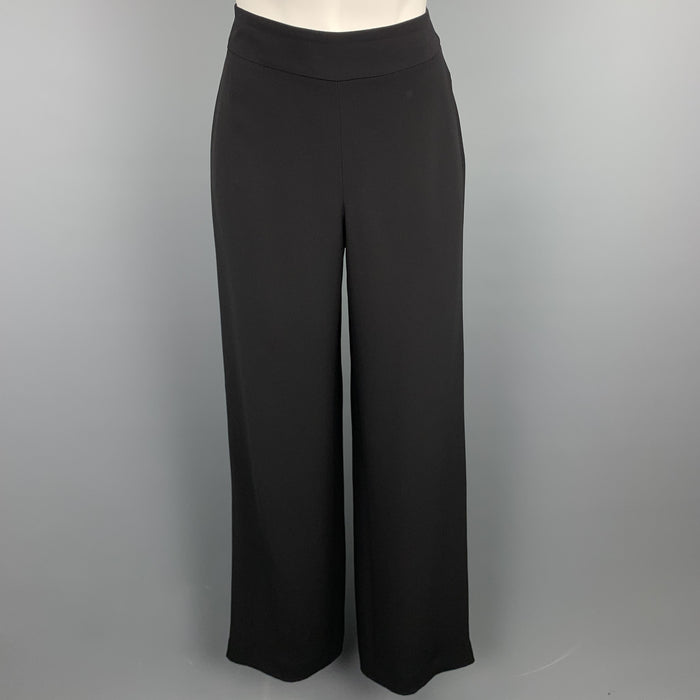 GIORGIO ARMANI Size 2 Black Silk Wide Leg Dress Pants