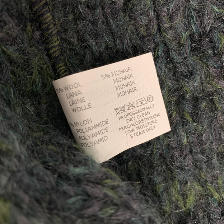 MISSONI Size 6 Charcoal & Green Knitted Wool / Mohair Open Front Coat