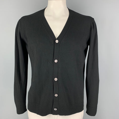 KITON Size XL Black Cashmere Silk V-Neck Cardigan