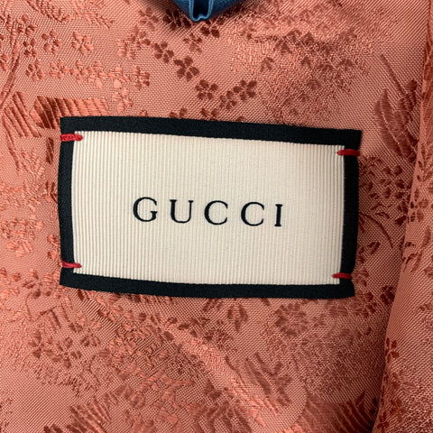 GUCCI Size 34 Multi-Color Floral & Koi Carp Embroidery Satin Varsity Bomber Jacket