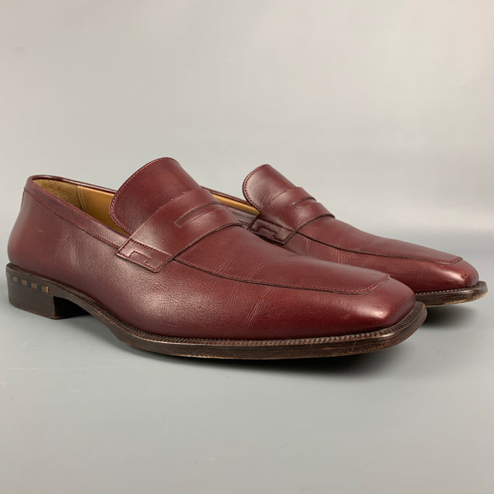LOUIS VUITTON Size 10 Burgundy Leather Square Toe Loafers