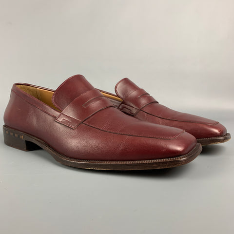 LOUIS VUITTON Size 10 Burgundy Leather Square Toe Loafers