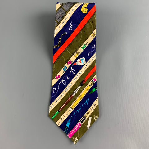 NICOLE MILLER Multi-Color Abstract Silk Tie