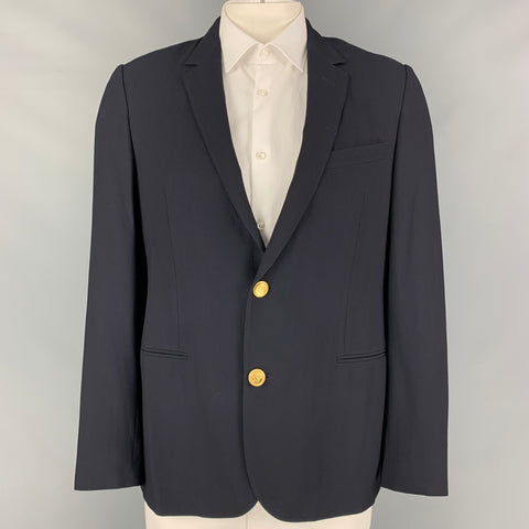 LANVIN Size 44 Regular Navy Wool Viscose Blend Sport Coat