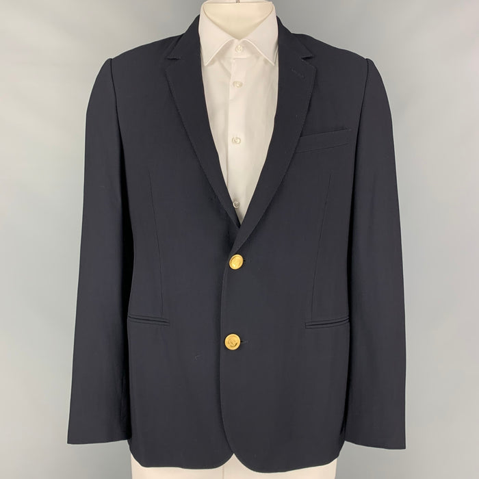 LANVIN Size 44 Regular Navy Wool Viscose Blend Sport Coat