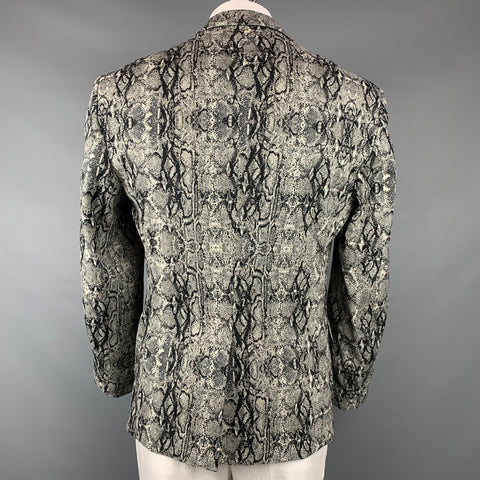 JUST CAVALLI Size 44 Grey & Black Snake Print Cotton Blend Sport Coat