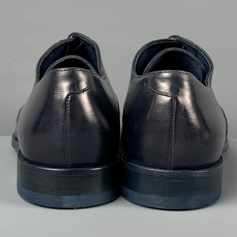 PAUL SMITH Size 9 Navy Perforated Leather Cap Toe Lace Up Shoes