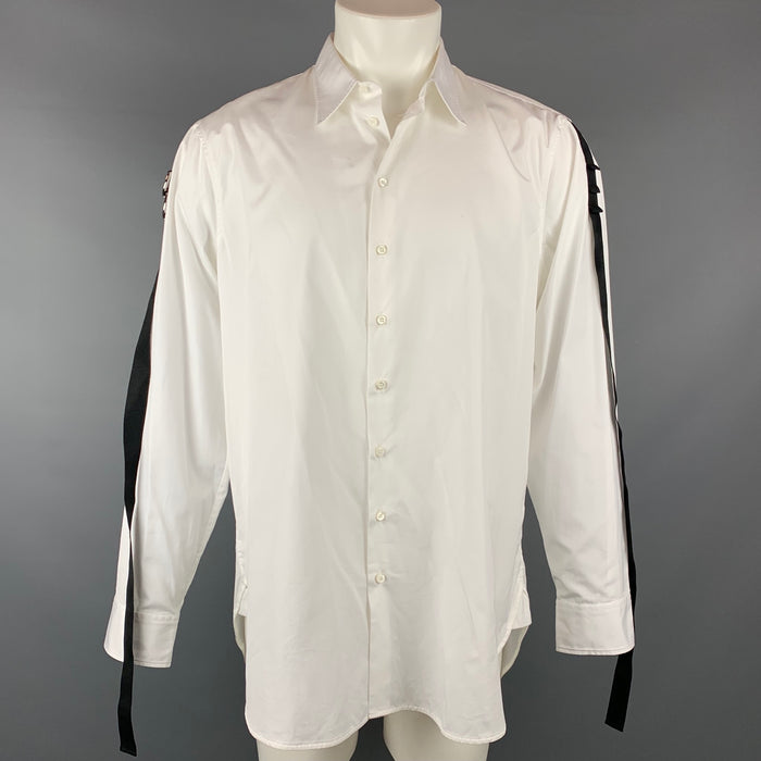 DSQUARED2 Talla XS Camisa de manga larga con botones de algodón blanco y negro