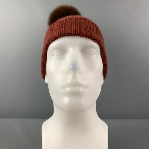ANTONELLA Brown Knitted Cashmere Fur Beanie