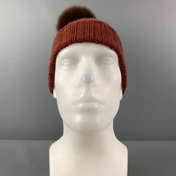 ANTONELLA Bonnet en Fourrure de Cachemire Tricoté Marron