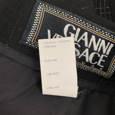 Vintage GIANNI VERSACE Size 36 Black Print Wool Dress Pants