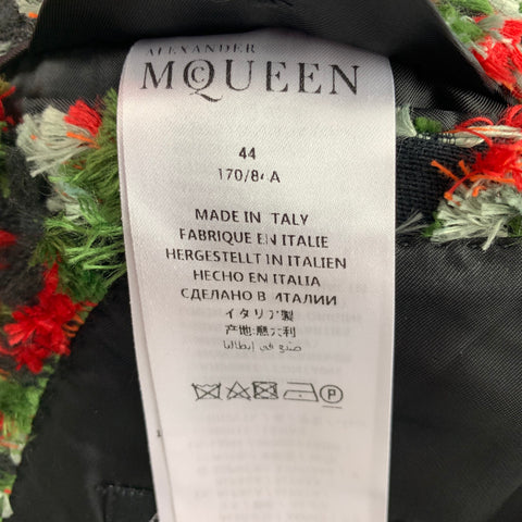 ALEXANDER MCQUEEN SS 18 Size 34 Black Red Green Reversed Jacquard Sport Coat