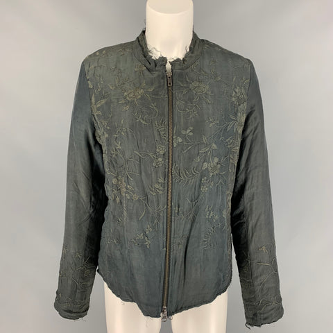 BY WALID Size M Dark Gray Silk Embroidered Jacket