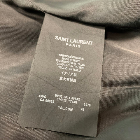 SAINT LAURENT Size M Black Gold Embroidery Cotton Bomber Jacket