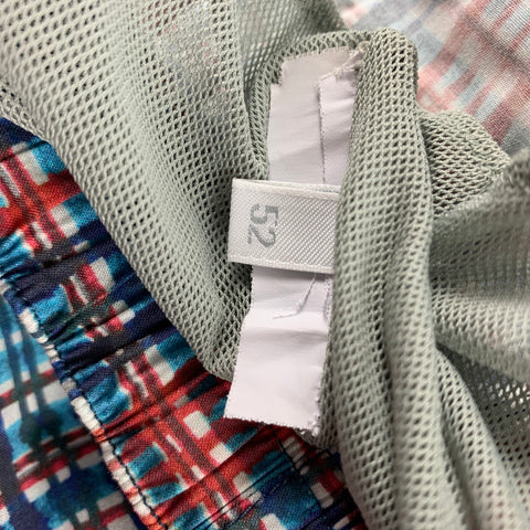 PRADA Size 36 Blue & Red Plaid Drawstring Swim Trunks