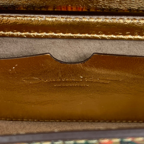 OSCAR DE LA RENTA Pre-Fall 19 Gold Alibi Floral Metallic Leather Clutch Handbag