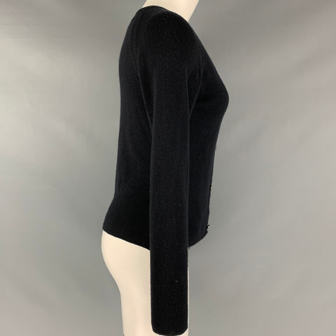 CHANEL Size 8 Black Cashmere Silk Scoop Neck Cardigan