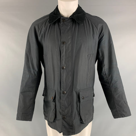 BARBOUR Size M Black Cotton Zip & Snaps Jacket