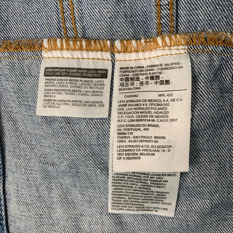 LEVI STRAUSS Size M Light Blue Distressed Cotton Denim Jacket