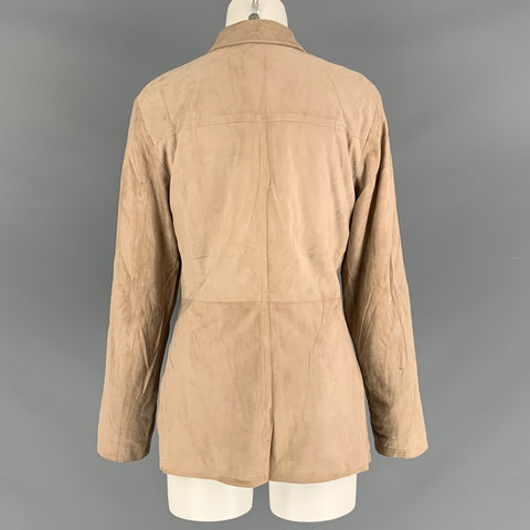 FACONNABLE Size M Tan Suede Goat Skin Hidden Buttons Jacket