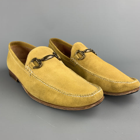 BARRETT Size 11 Yellow Suede Horsebit Loafers