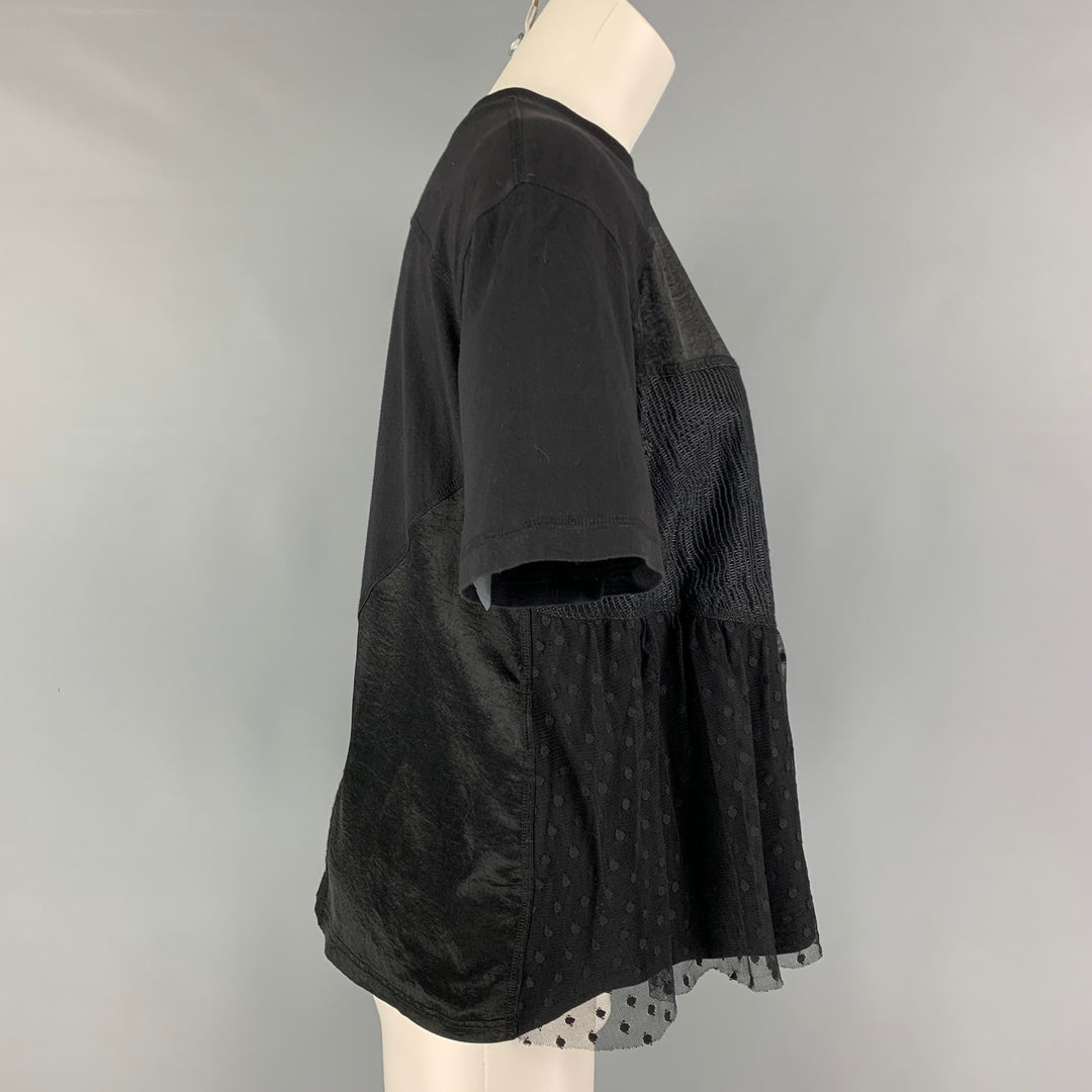 ALEXANDER MCQUEEN Size M Black Polyester Short Sleeve Casual Top