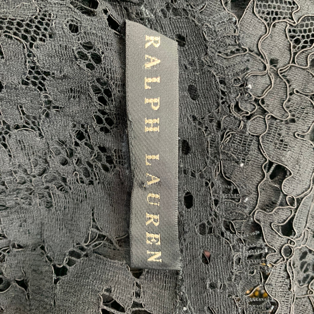 RALPH LAUREN Black Label Size 10 Black Lace Cotton Blend Cocktail Dress