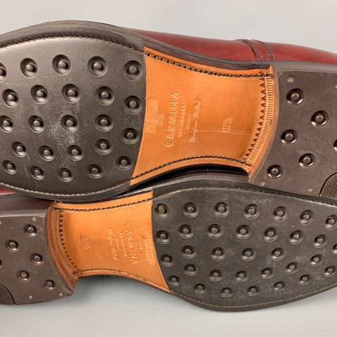 CARMINA Size 11.5 Burgundy Leather Cap Toe Boots