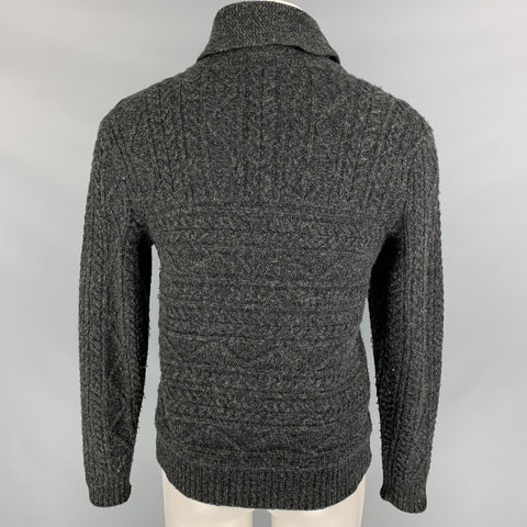RRL by RALPH LAUREN Size M Charcoal Knitted Wool Shawl Collar Sweater