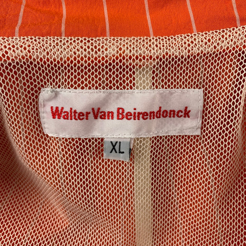 WALTER VAN BEIRENDONCK Size XL Orange Embroidery Cotton Shawl Lapel Sport Coat