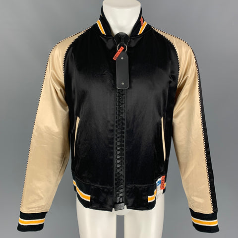 MAISON MIHARA YASUHIRO Size L Black Cream Two Toned Bomber Jacket