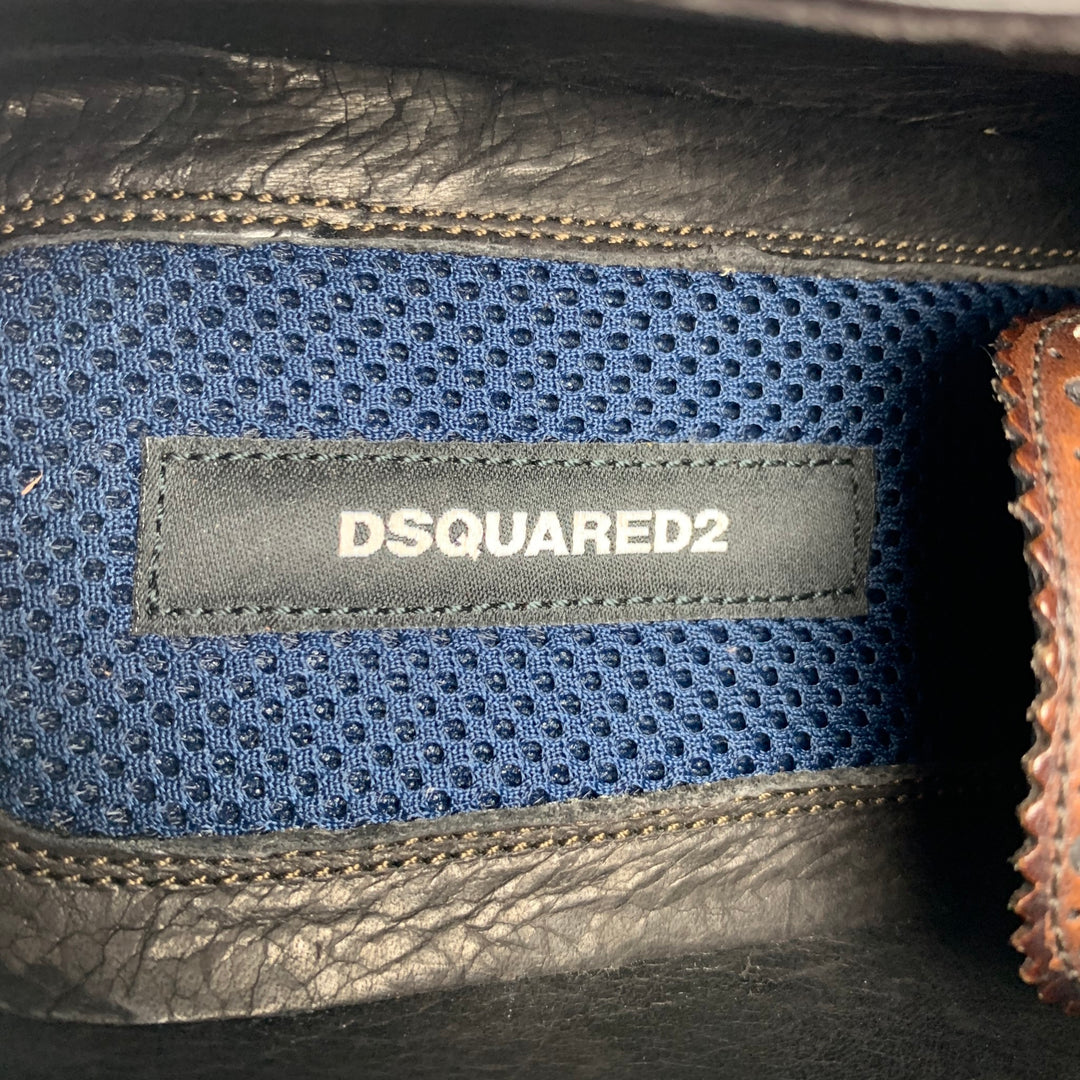 DSQUARED2 Size 11 Brown Antique Leather Wingtip Lace Up Shoes