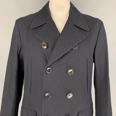 TOM FORD Size 46 Navy Cotton Double Breasted Peacoat