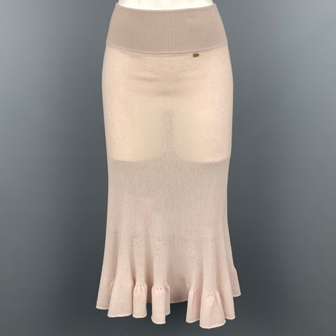 SONIA RYKIEL Size 4 Nude Knitted Wool / Cashmere Tulip Skirt