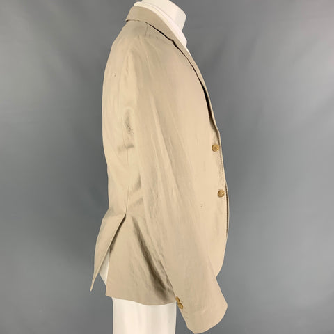 NEIL BARRETT Size 40 Khaki White Cotton / Linen Sport Coat