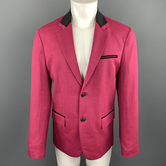 MARC JACOBS Size 38 Pink Heather Stretch Wool Contrast Collar Sport Coat