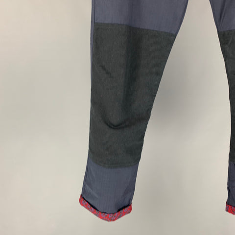 JUNYA WATANABE x Hervier Productions Size L Navy Red Paisley Wool Back Belt Pants