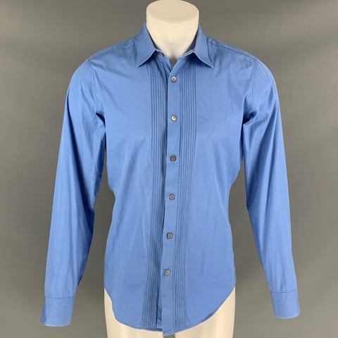 BURBERRY PRORSUM Size M Blue Cotton Tuxedo Long Sleeve Shirt