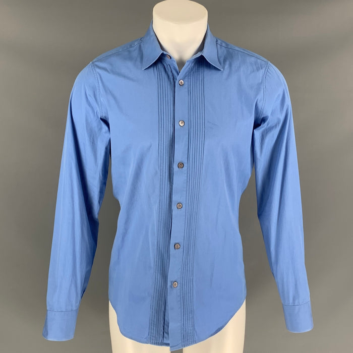 BURBERRY PRORSUM Size M Blue Cotton Tuxedo Long Sleeve Shirt
