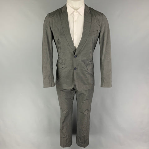 PAUL SMITH Talla S Traje gris con solapa de muesca de seda y algodón a cuadros Glenplaid