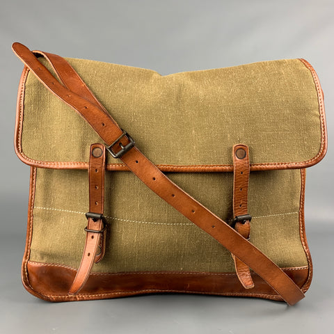 RRL by RALPH LAUREN Olive & Tan Canvas Leather Messenger Bag