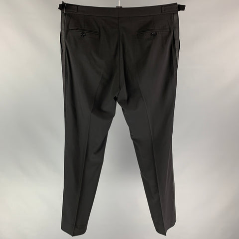 RALPH LAUREN Black Label Size 38 Black Wool Tuxedo Dress Pants