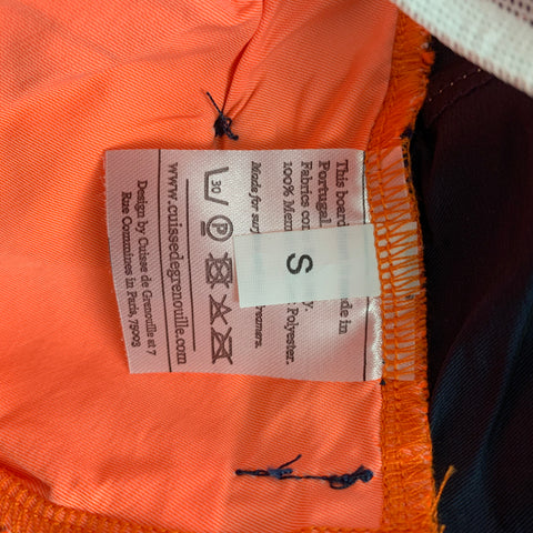 CUISSE DE GRENOUILLE Size S Navy & Neon Orange Two Toned Polyester Swim Trunks
