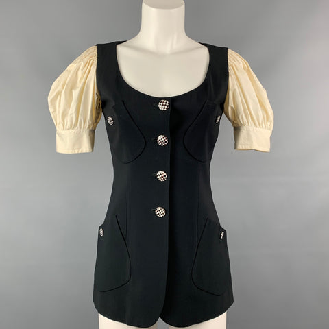 Vintage MOSCHINO COUTURE Size S Black & Cream Acetate Blend Jacket