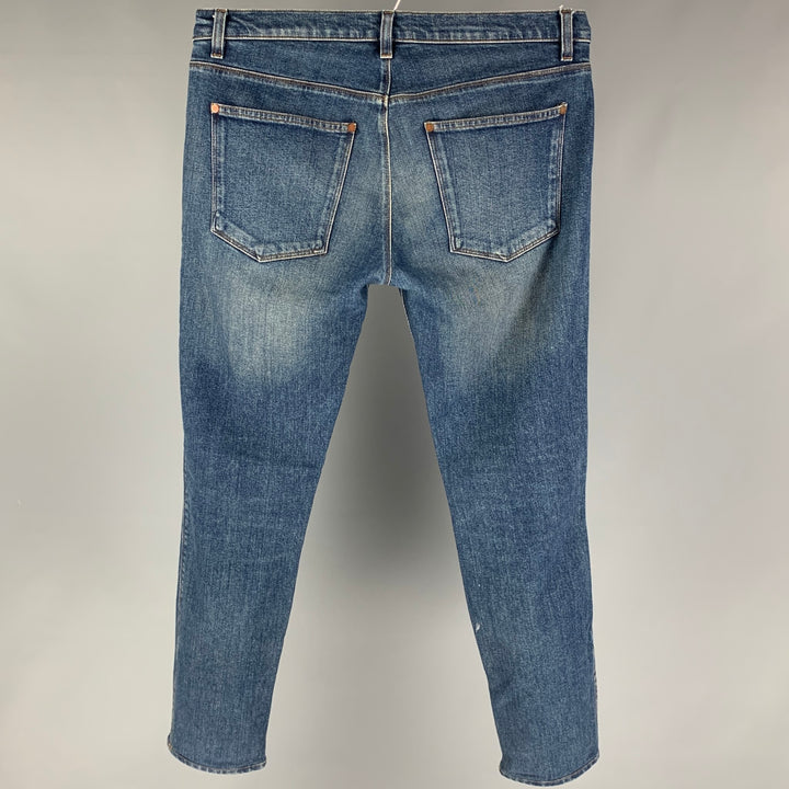 ACNE STUDIOS Size 33 Blue Contrast Stitch Cotton Polyurethane Straight Jeans